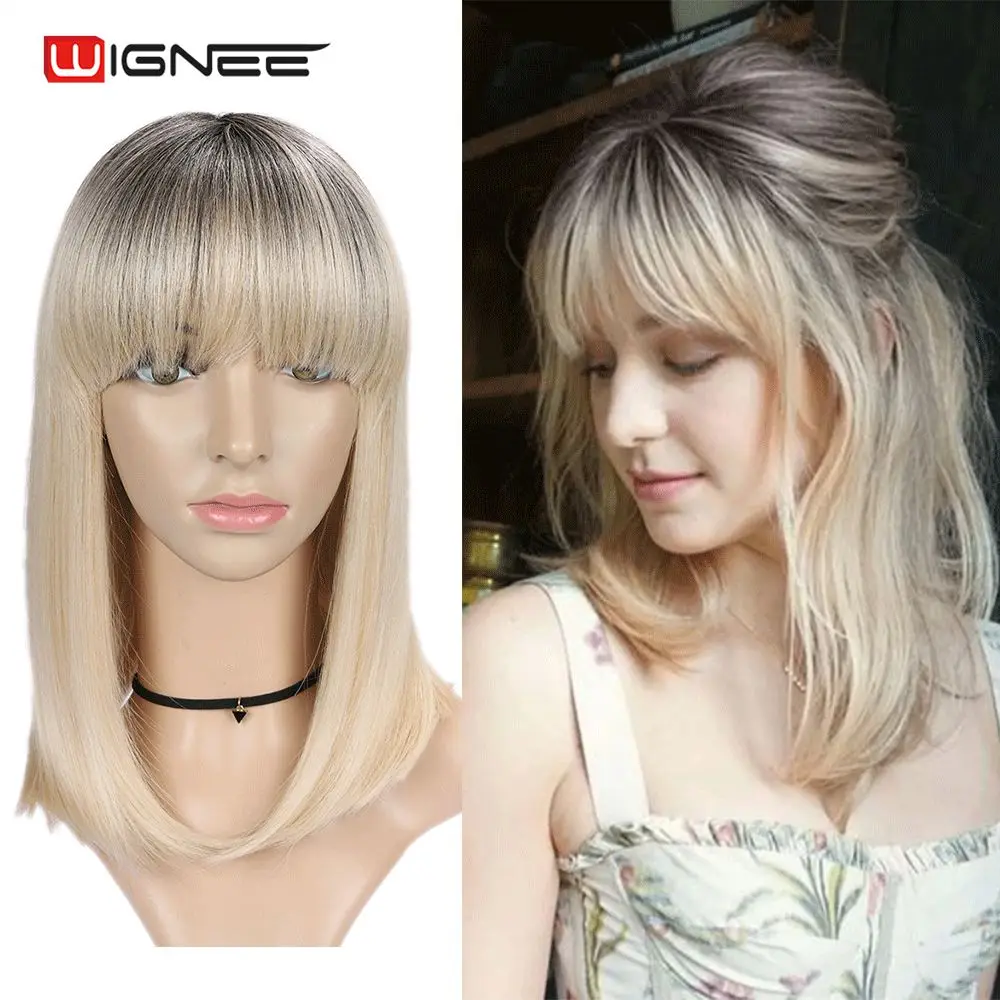 Wignee Short Synthetic Wigs Bob Straight Hair Ombre Honey Blonde Women Wigs With Bangs Daily for African American Daily Hair
Wignee Short Synthetic Wigs Bob Straight Hair Ombre Honey Blonde Women Wigs With Bangs Daily for African American Daily Hair