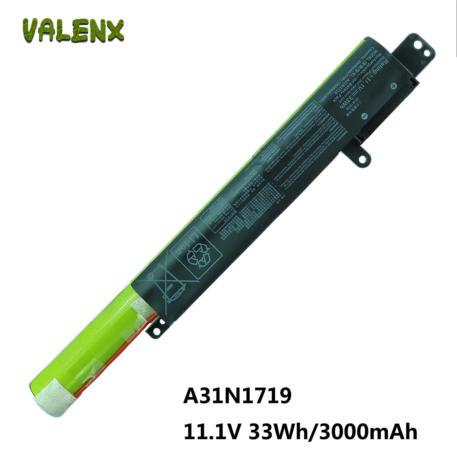 Replacement battery for Asus A31N1719 0B110-00520500 0B110-00520200 A31L04Q 11.1V 33WH/3000mAh X407UA-BV426
Replacement battery for Asus A31N1719 0B110-00520500 0B110-00520200 A31L04Q 11.1V 33WH/3000mAh X407UA-BV426