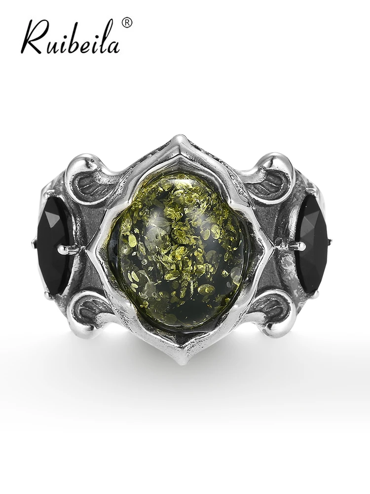 Ruibeila Amber gem ring unisex open size adjustable 925 silver distressed Hip Hop domineering ring jewelry gift
Ruibeila Amber gem ring unisex open size adjustable 925 silver distressed Hip Hop domineering ring jewelry gift