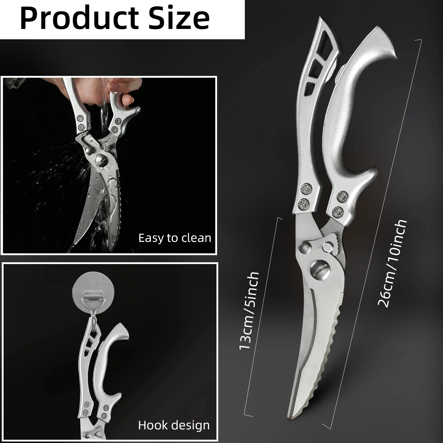 Kitchen Powerful Chicken Bone Scissors Chicken Duck Fish Cutter Shears Stainless Steel Scissors Scale Clean Cook Scissors Knife
Kitchen Powerful Chicken Bone Scissors Chicken Duck Fish Cutter Shears Stainless Steel Scissors Scale Clean Cook Scissors Knife