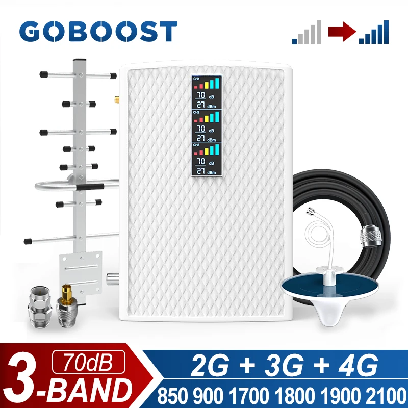 Усилитель сотового сигнала GOBOOST, 3 диапазона, 70 дБ, 2G, 3G, 4G, 850, 900, 1700, 1800, 1900, 2100 МГц
Усилитель сотового сигнала GOBOOST, 3 диапазона, 70 дБ, 2G, 3G, 4G, 850, 900, 1700, 1800, 1900, 2100 МГц