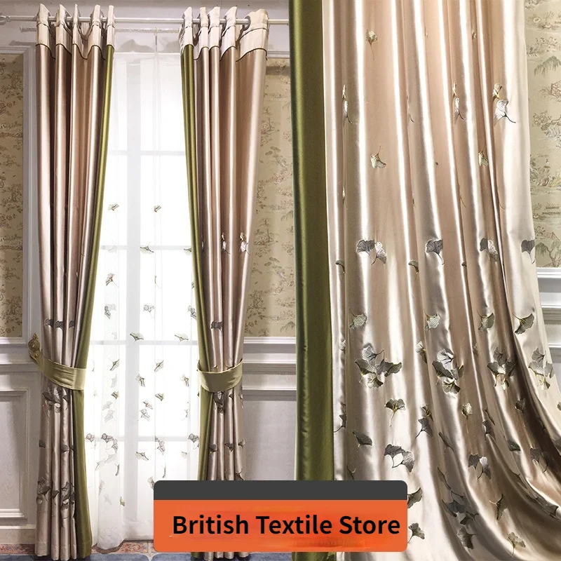 New Chinese Ancient Style Modern Ginkgo Leaf Satin Embroidered Cloth Embroidered Curtain Curtains for Living Dining Room Bedroom
New Chinese Ancient Style Modern Ginkgo Leaf Satin Embroidered Cloth Embroidered Curtain Curtains for Living Dining Room Bedroom