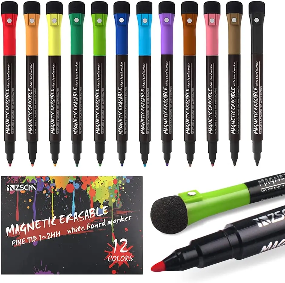 12 Colors Magnetic Fine Tip Dry Erase Markers with Erasers Low Odor Point Erasable Whiteboard Marker Pen Classroom Work Office
12 Colors Magnetic Fine Tip Dry Erase Markers with Erasers Low Odor Point Erasable Whiteboard Marker Pen Classroom Work Office