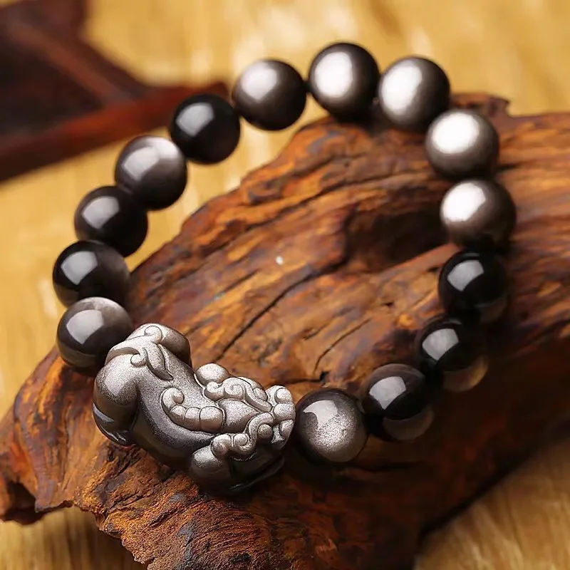 Natural Silver Obsidian Flash Light Pi Xiu Bracelet Pendant Rare Women Men Stretch Round Beads Crystal 10mm 12mm 14mm AAAAA
Natural Silver Obsidian Flash Light Pi Xiu Bracelet Pendant Rare Women Men Stretch Round Beads Crystal 10mm 12mm 14mm AAAAA