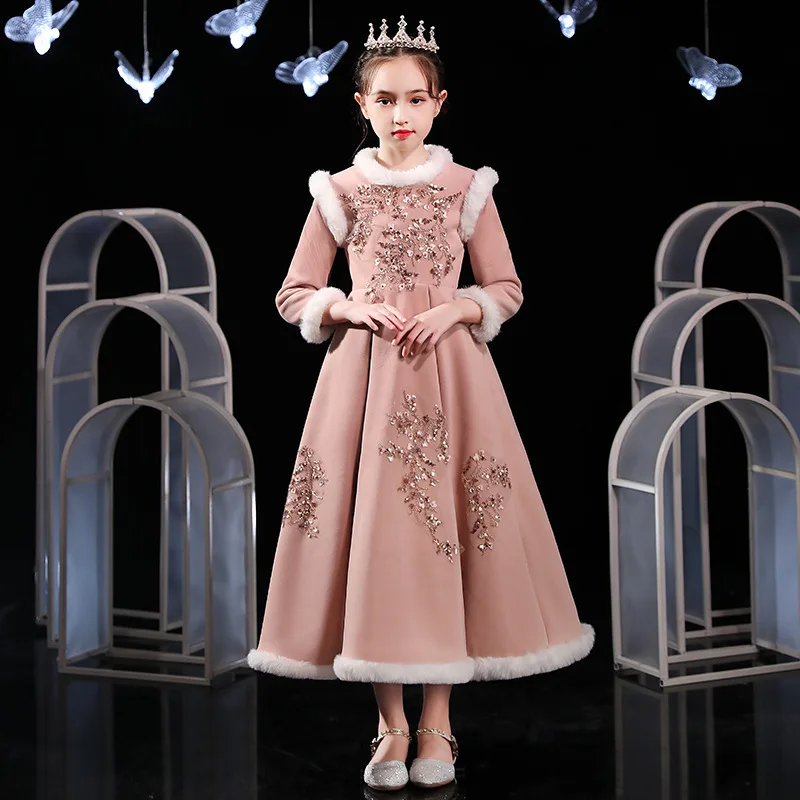 Autumn Winter Thick New Chinese Style Hanfu Girls New Year's Greeting Sequin Vestido Party Evening Performance Princess Skirt
Autumn Winter Thick New Chinese Style Hanfu Girls New Year's Greeting Sequin Vestido Party Evening Performance Princess Skirt