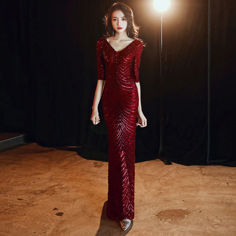 wei yin AE0347 Wine Red Evening Dresses 2020 Half Sleeve V-neck Sparkle Elegant Little Mermaid Long Formal Party Prom Gowns
wei yin AE0347 Wine Red Evening Dresses 2020 Half Sleeve V-neck Sparkle Elegant Little Mermaid Long Formal Party Prom Gowns