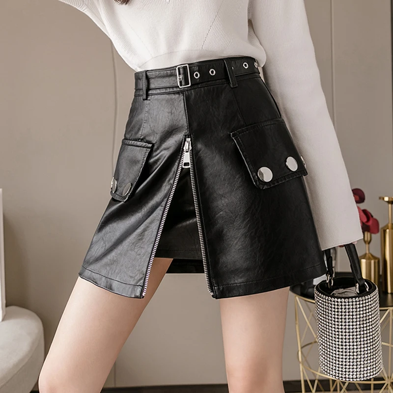 2020 new autumn and winter design sense high waist split pu leather street work dress short skirt a-line skirt
2020 new autumn and winter design sense high waist split pu leather street work dress short skirt a-line skirt