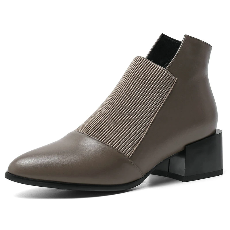 Autumn Winter elastic band Shoes Woman Genuine Leather Thick high Heels Ankle Boots For Women Working Party Women Chelsea Boots
Autumn Winter elastic band Shoes Woman Genuine Leather Thick high Heels Ankle Boots For Women Working Party Women Chelsea Boots