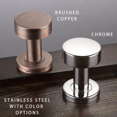 Door Handles for Interior Doors Without Lock Tube Shape Brushed Copper and Chrome Color Options Stainless Steel Knob