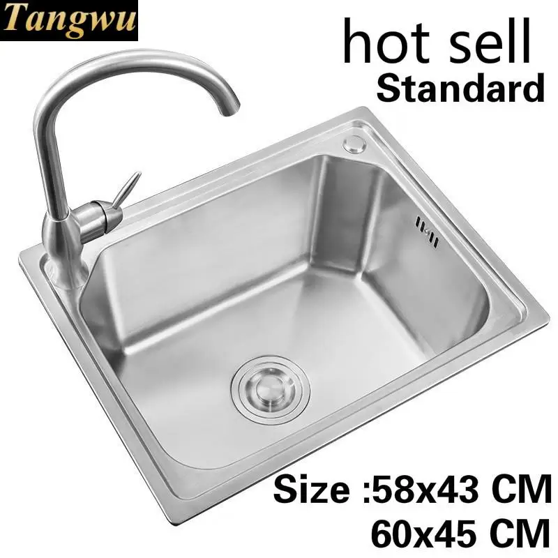 Free shipping Household kitchen single trough sink standard food grade 304 stainless steel hot sell 580x430/600x450 MM
Free shipping Household kitchen single trough sink standard food grade 304 stainless steel hot sell 580x430/600x450 MM