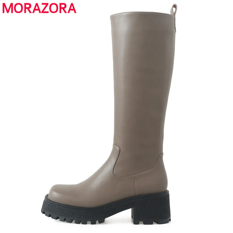 MORAZORA 2022 New Genuine Leather Boots Square Heels Knee High Boots Zipper Autumn Winter Botas Fashion Ladies Shoes
MORAZORA 2022 New Genuine Leather Boots Square Heels Knee High Boots Zipper Autumn Winter Botas Fashion Ladies Shoes