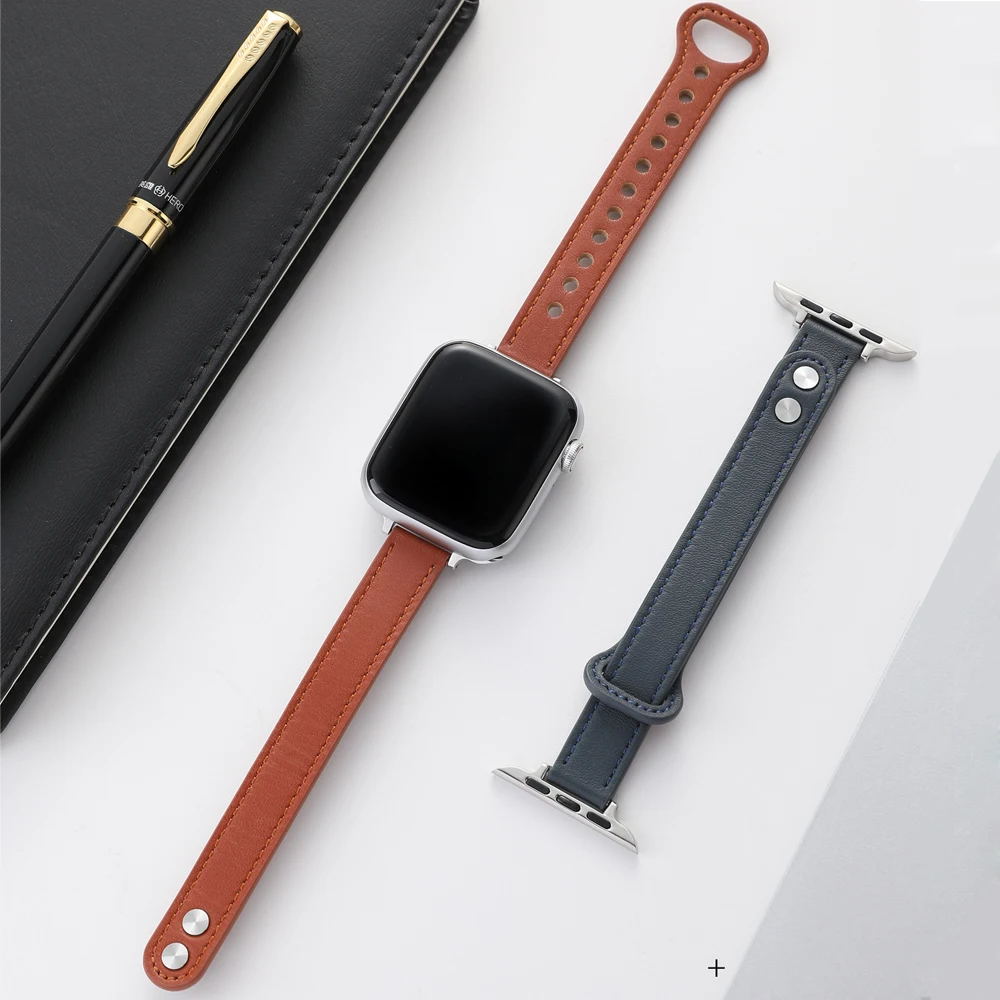 Slim Leather Strap for Apple watch band 45mm 41mm 44mm 40mm 38mm 42mm correa Bracelet iWatch 7 SE 6 5 4 3 Single Tour watchband
Slim Leather Strap for Apple watch band 45mm 41mm 44mm 40mm 38mm 42mm correa Bracelet iWatch 7 SE 6 5 4 3 Single Tour watchband