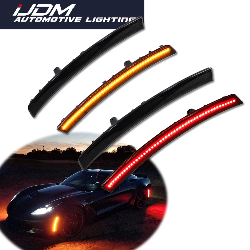 For 2014-2019 Chevrolet Corvette C7 Smoked Lens Front Amber Rear Red LED Car Side Marker Turn Signal Lights Fender Flare Lamps
For 2014-2019 Chevrolet Corvette C7 Smoked Lens Front Amber Rear Red LED Car Side Marker Turn Signal Lights Fender Flare Lamps