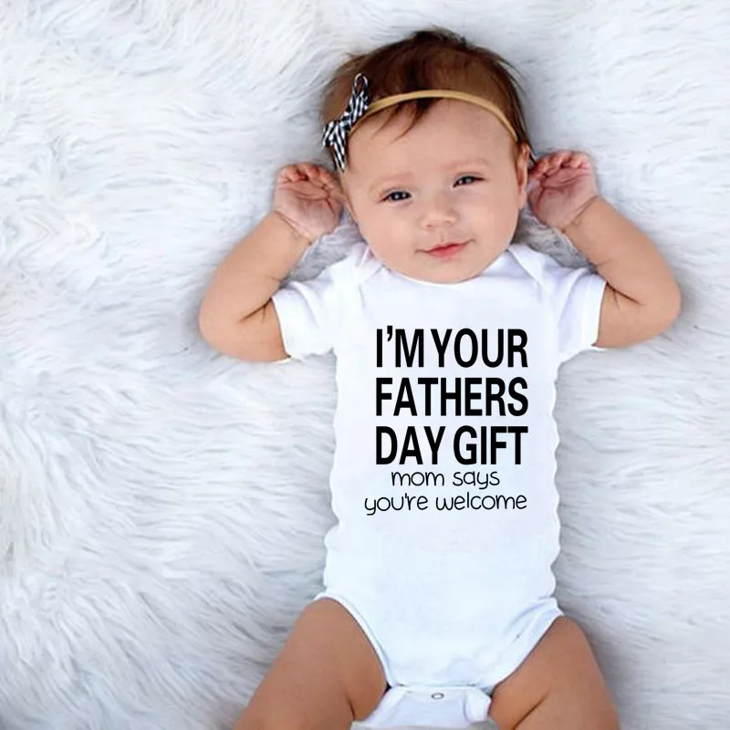 Cotton Baby Clothes I'm Your Fathers Day Gift Summer Infant Baby Boys Girls Romper Short Sleeve Newborn Rompers Fashion Clothing
Cotton Baby Clothes I'm Your Fathers Day Gift Summer Infant Baby Boys Girls Romper Short Sleeve Newborn Rompers Fashion Clothing