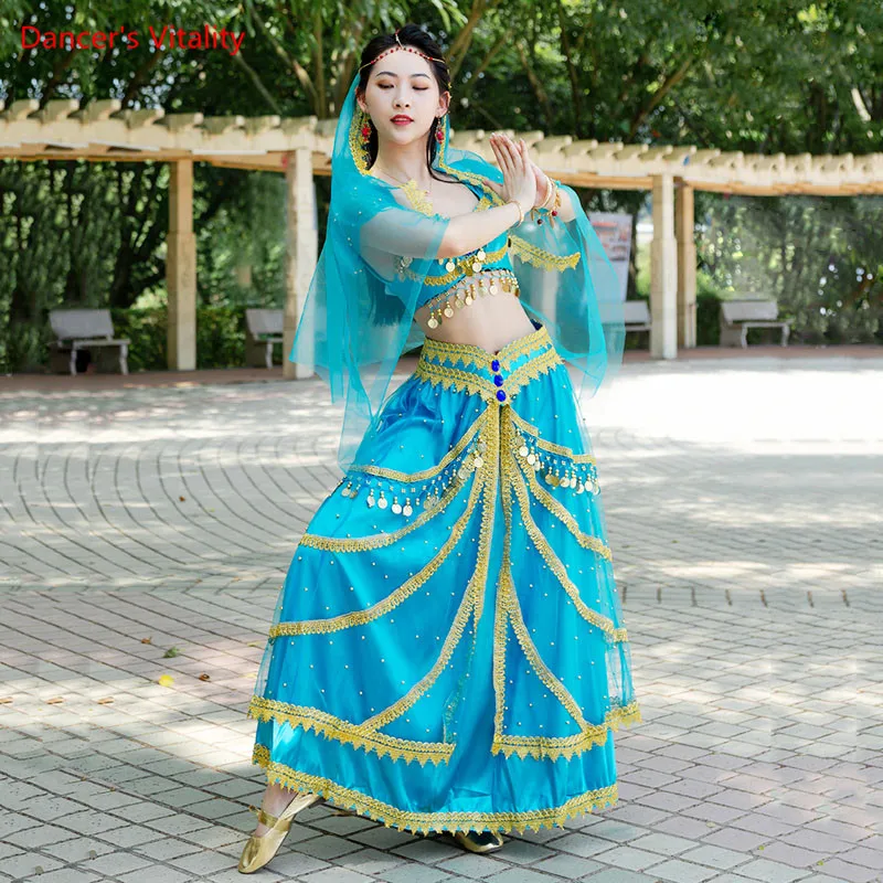 Belly Dancer Outfit Gold Coin Top+Headscarf+Headwear+Belt+Skirt 5-Piece Set Indian Dancewear Female Elegant Performance Clothing
Belly Dancer Outfit Gold Coin Top+Headscarf+Headwear+Belt+Skirt 5-Piece Set Indian Dancewear Female Elegant Performance Clothing