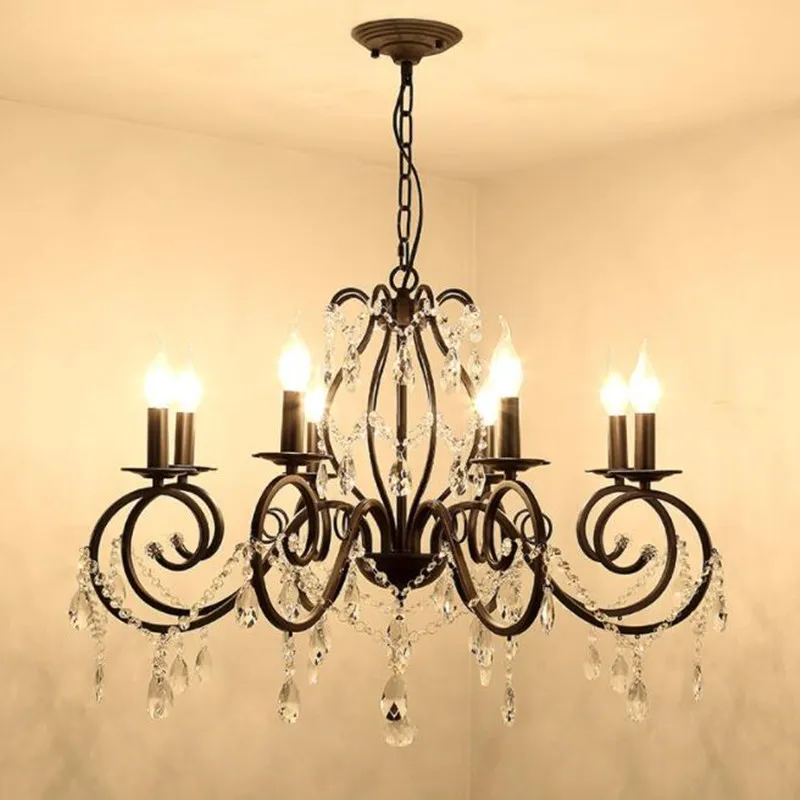 Vintage Chandelier LED Pendant Lamp For Villa Living Room Dining Room Bedroom Kitchen Bar Table Black Iron Crystal Hanging Light
Vintage Chandelier LED Pendant Lamp For Villa Living Room Dining Room Bedroom Kitchen Bar Table Black Iron Crystal Hanging Light