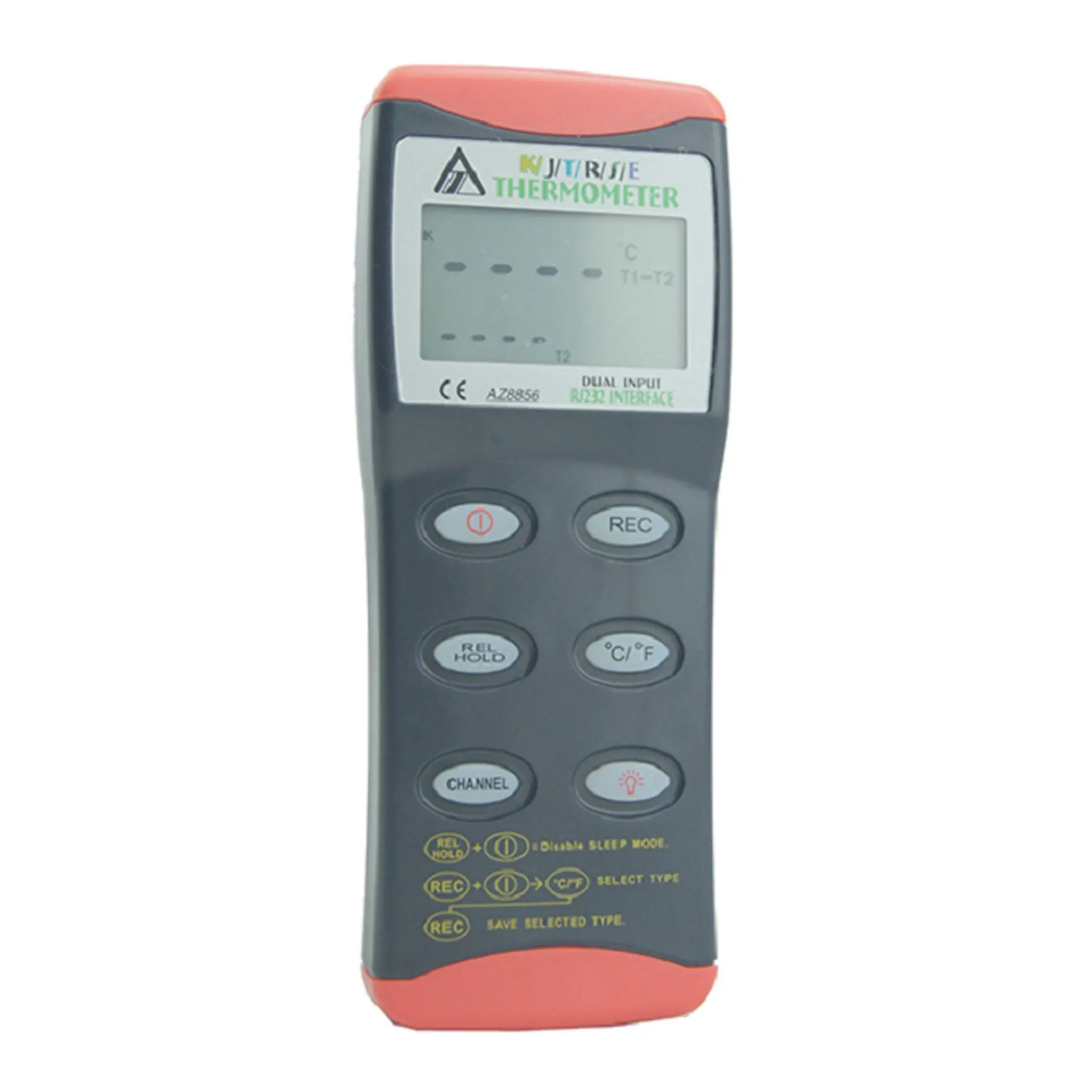 AZ8856 K, J, T, R, S, E Thermocouple Thermometer-Dual Channels Input Temperature Meter
AZ8856 K, J, T, R, S, E Thermocouple Thermometer-Dual Channels Input Temperature Meter
