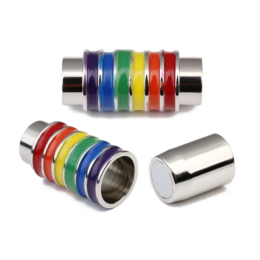 5pcs/lot Copper Magnetic Clasps Hole 6mm Rainbow Stripe Print Beads Round Leather Cords Rope for Jewelry Making
5pcs/lot Copper Magnetic Clasps Hole 6mm Rainbow Stripe Print Beads Round Leather Cords Rope for Jewelry Making