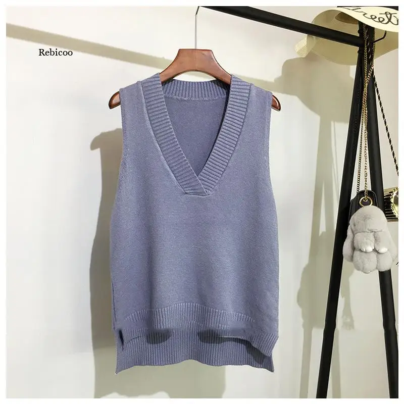 Spring Autumn Women Sweater Vest Woman Short Loose Knitted Sweater Sleeveless Ladies V-Neck Pullover Tops Female Outerwear
Spring Autumn Women Sweater Vest Woman Short Loose Knitted Sweater Sleeveless Ladies V-Neck Pullover Tops Female Outerwear