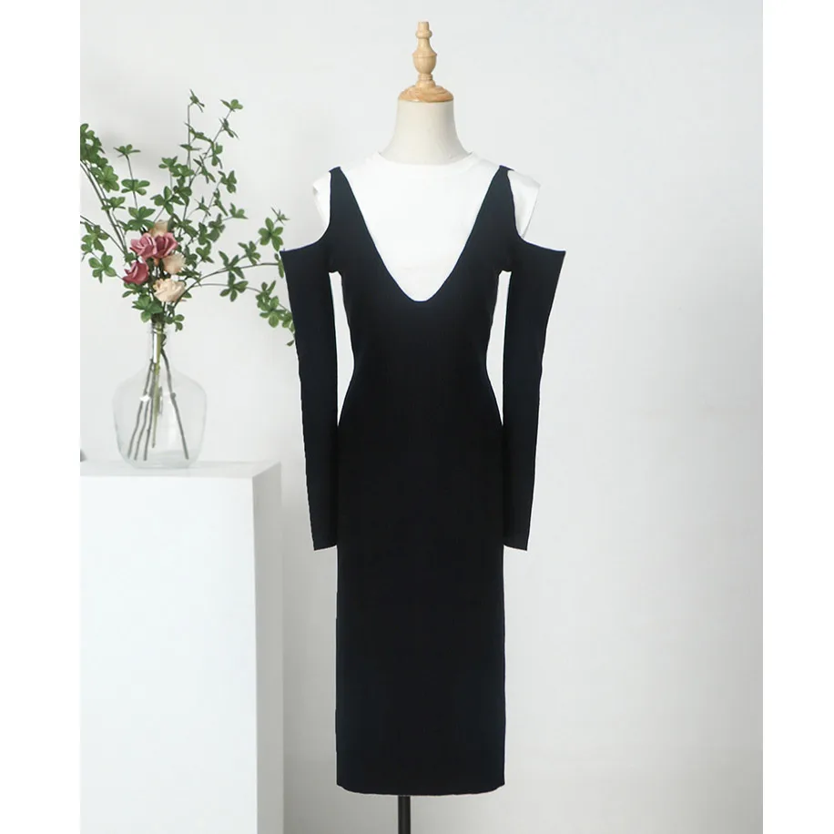 Fake 2 Piece Bodycon Dress Women Sexy Tight White Black Sweater Dress 2021 Autumn Winter O Neck Off The Shoulder Knitted Dress
Fake 2 Piece Bodycon Dress Women Sexy Tight White Black Sweater Dress 2021 Autumn Winter O Neck Off The Shoulder Knitted Dress