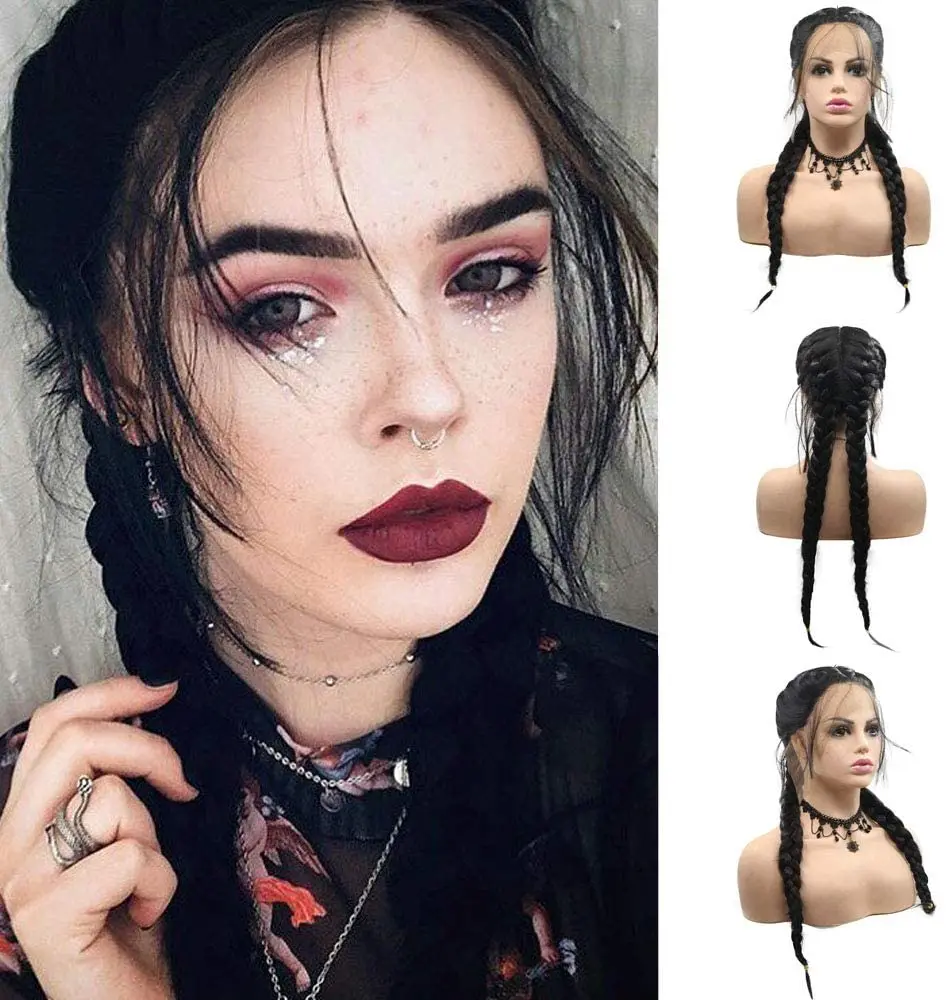 Long Black Double Braided Wigs Handmade Twist Hair Pre Plucked Natural Hairline Synthetic Braids Lace Front Wig with Baby Hair
Long Black Double Braided Wigs Handmade Twist Hair Pre Plucked Natural Hairline Synthetic Braids Lace Front Wig with Baby Hair