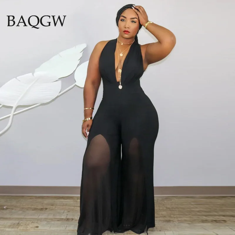 Summer Fashion Deep V Neck Solid Jumpsuit Womens Clothing Mesh Patchwork See Through Wide Leg Pants Jumpsuit Sexy Party Outfits
Summer Fashion Deep V Neck Solid Jumpsuit Womens Clothing Mesh Patchwork See Through Wide Leg Pants Jumpsuit Sexy Party Outfits