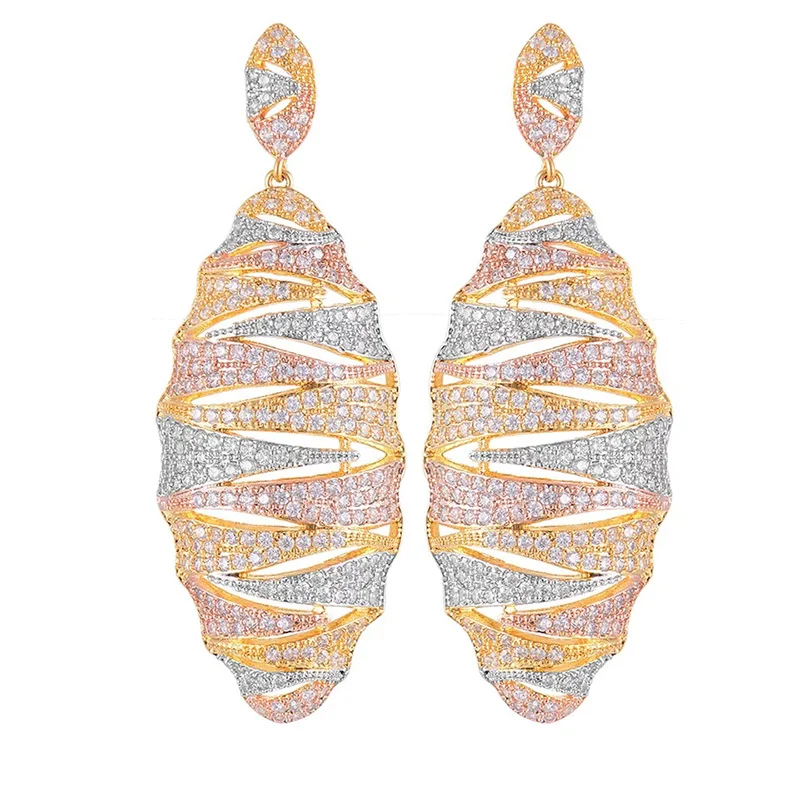 EYER Luxury Gold Color Shining AAA Cubic Zirconia Charm Big Earrings For African Women Engagement pendientes vintage 2020 mujer
EYER Luxury Gold Color Shining AAA Cubic Zirconia Charm Big Earrings For African Women Engagement pendientes vintage 2020 mujer