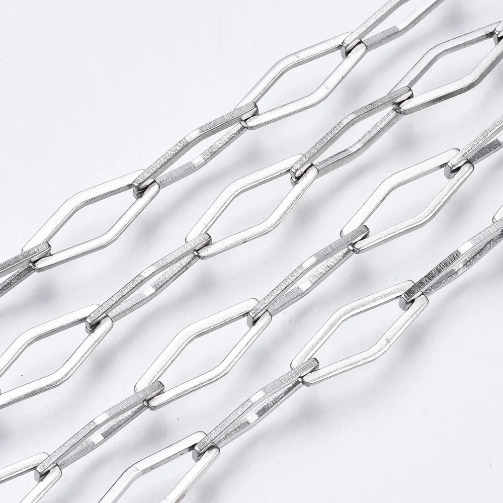 about 10m/Roll 304 Stainless Steel Rhombus Link Chains Unwelded for jewelry making DIY Women Men Bracelet Necklace Accessories
about 10m/Roll 304 Stainless Steel Rhombus Link Chains Unwelded for jewelry making DIY Women Men Bracelet Necklace Accessories