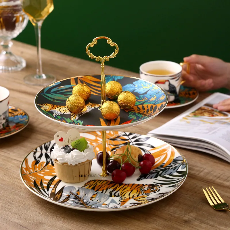 Nordic Light Luxury Cake Stand Double Fruit Plate Fantasy Jungle Animal Tray Household Dim Sum Candy Plate Ceramic Tableware
Nordic Light Luxury Cake Stand Double Fruit Plate Fantasy Jungle Animal Tray Household Dim Sum Candy Plate Ceramic Tableware