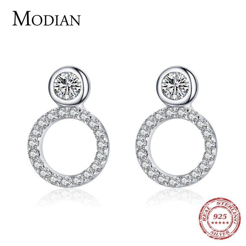 Modian 100% Real 925 Sterling Silver Classic Geometric Round Stud Earrings for Women Luxury Clear CZ Fine Female Wedding Jewelry
Modian 100% Real 925 Sterling Silver Classic Geometric Round Stud Earrings for Women Luxury Clear CZ Fine Female Wedding Jewelry