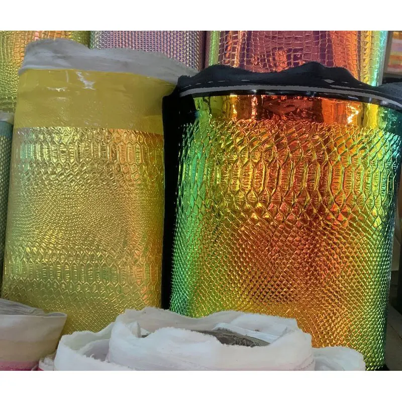 Holographic Metal Vinyl Synthetic PU Faux Snake Artificial Leather Fabric DIY Sheet Materials
Holographic Metal Vinyl Synthetic PU Faux Snake Artificial Leather Fabric DIY Sheet Materials