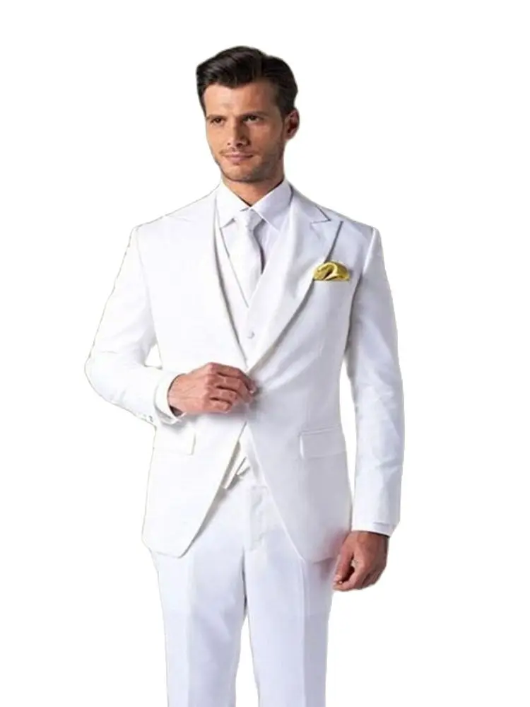 2022 New Custom Made Slim Fit Groomsman Suits Men's White Wedding Tuxedos For Bridegroom Costume Homme (Jacket+Pants+Vest+Tie)
2022 New Custom Made Slim Fit Groomsman Suits Men's White Wedding Tuxedos For Bridegroom Costume Homme (Jacket+Pants+Vest+Tie)