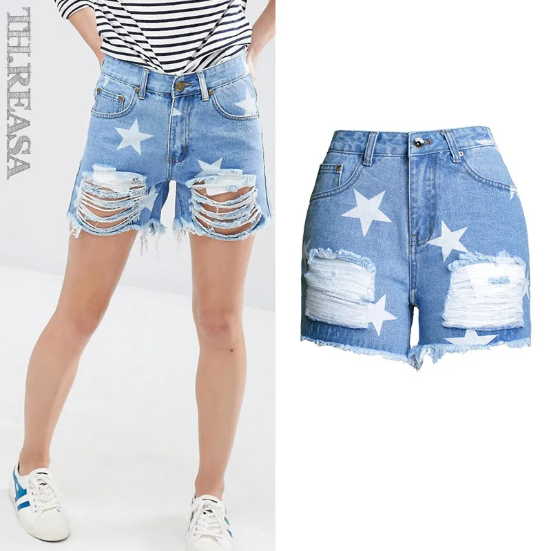 New Fashionable Women Individual Hole Jeans Shorts Star Print Burr Trend Street Shooting Denim Shorts
New Fashionable Women Individual Hole Jeans Shorts Star Print Burr Trend Street Shooting Denim Shorts