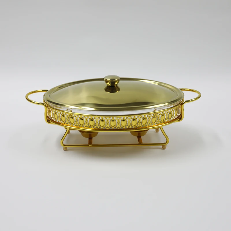 3L Food Warmer Buffet Luxury Glided Golden Oval Hotel Wedding Chafing Dish Stainless Steel Glass Serving Dish
3L Food Warmer Buffet Luxury Glided Golden Oval Hotel Wedding Chafing Dish Stainless Steel Glass Serving Dish