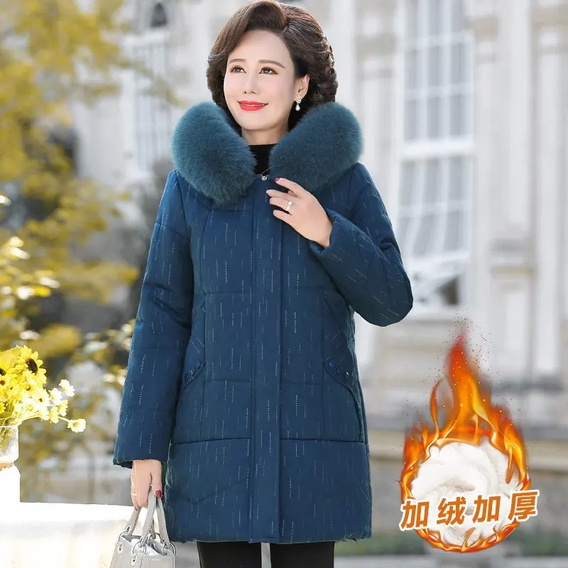 Middle Aged Mom's Cotton Padded Coat Winter Plus Velvet Thickened Warm Parkas Fur Coller Long Women Jacket Female coat
Middle Aged Mom's Cotton Padded Coat Winter Plus Velvet Thickened Warm Parkas Fur Coller Long Women Jacket Female coat