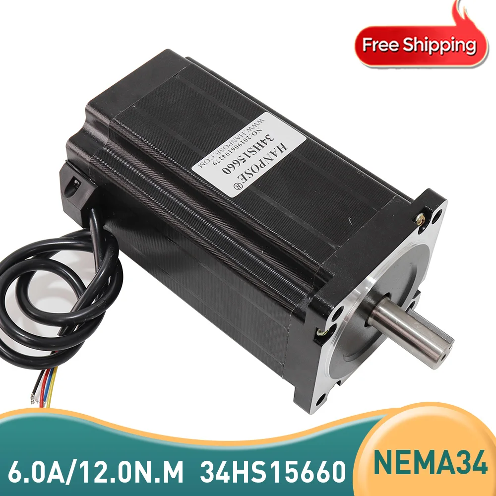Шаговый двигатель NEMA34 34HS15660 12N.m 6.0A, диаметр 86, шаговый двигатель для гравировального станка с ЧПУ, высокий крутящий момент
Шаговый двигатель NEMA34 34HS15660 12N.m 6.0A, диаметр 86, шаговый двигатель для гравировального станка с ЧПУ, высокий крутящий момент