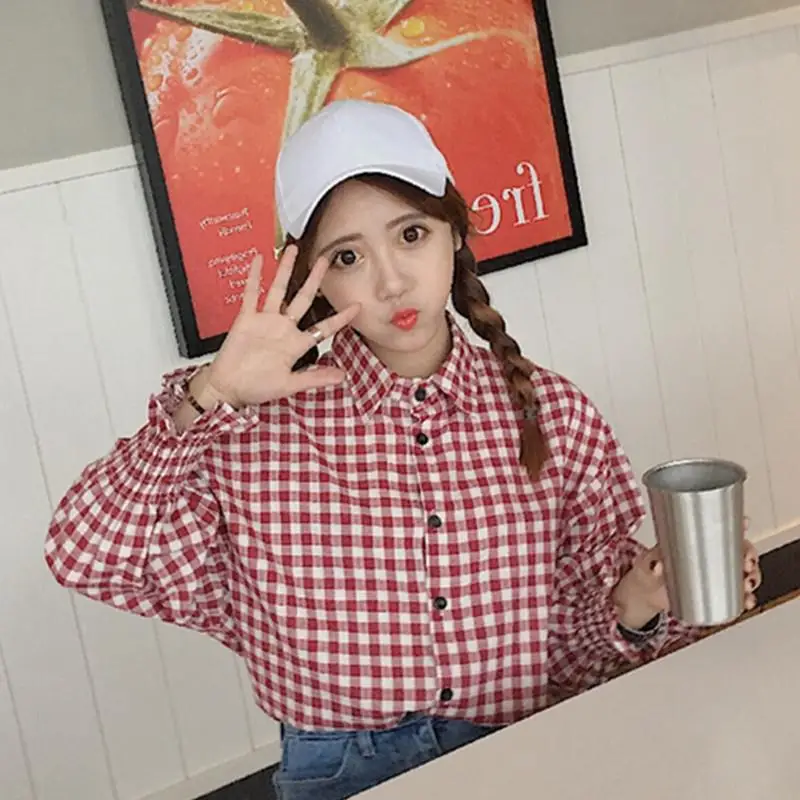 Blouse Women Shirt Plaid Shirt Loose Flared Sleeves Long Sleeves Top For Women Spring Autumn Blusas Mujer De Moda
Blouse Women Shirt Plaid Shirt Loose Flared Sleeves Long Sleeves Top For Women Spring Autumn Blusas Mujer De Moda