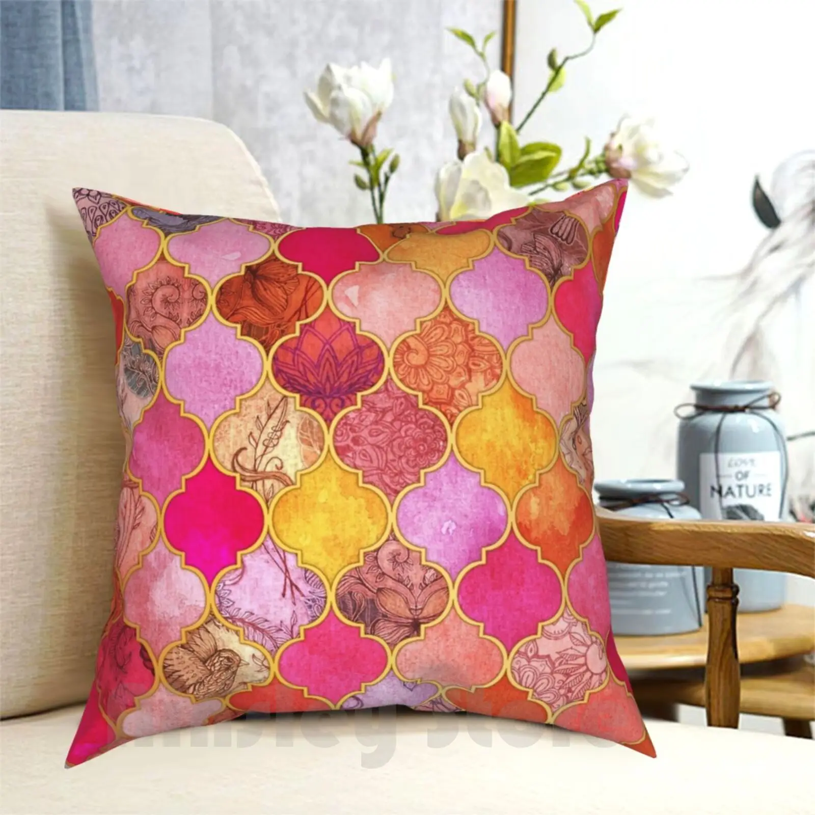 Hot Pink , Gold , Tangerine & Taupe Decorative Moroccan Tile Pattern Pillow Case Printed Home Soft Throw Pillow Moroccan
Hot Pink , Gold , Tangerine & Taupe Decorative Moroccan Tile Pattern Pillow Case Printed Home Soft Throw Pillow Moroccan