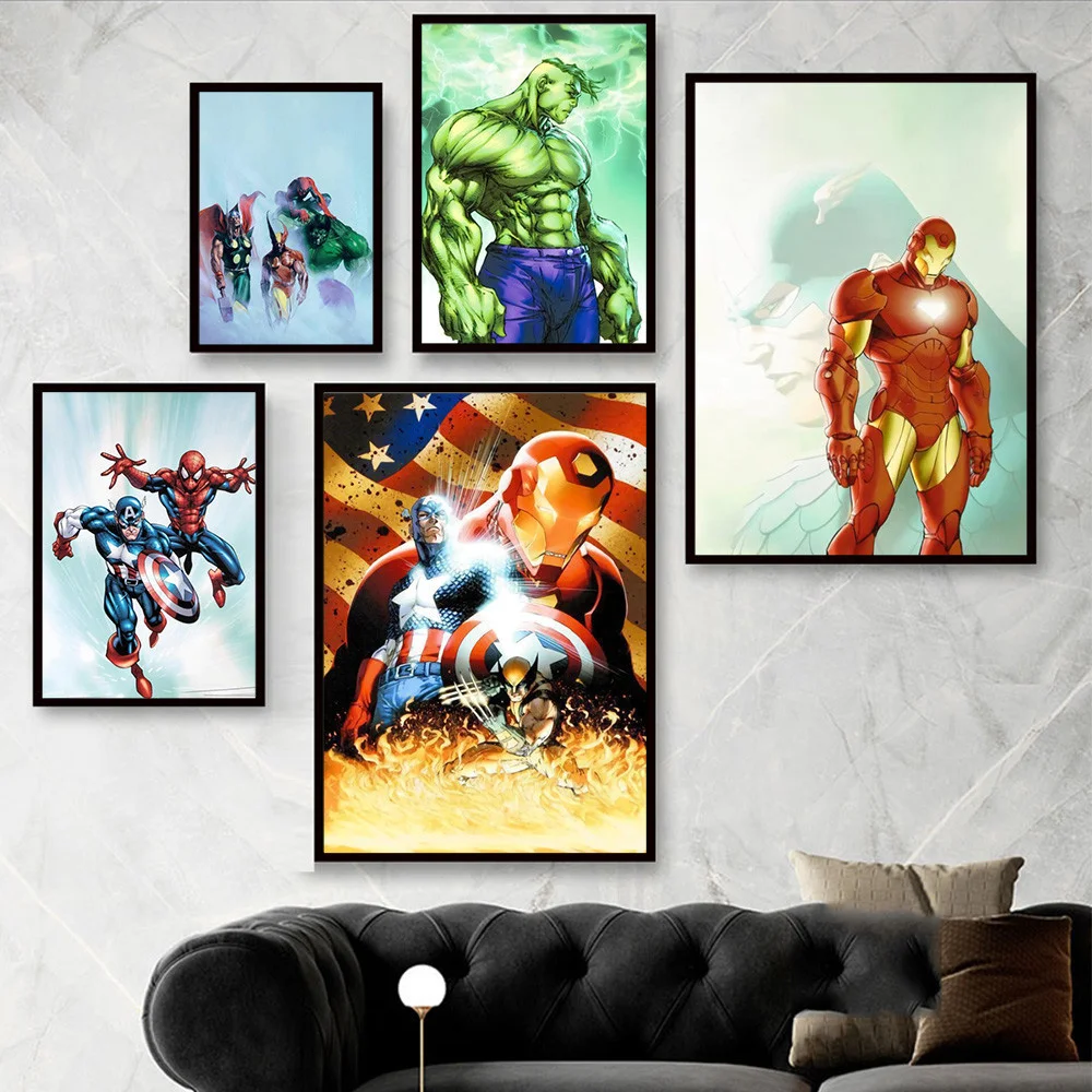 Marvel Captain America Spiderman Iron Man Wall Art Canvas Painting Nordic Posters and Prints Wall Pictures for Living Home Decor
Marvel Captain America Spiderman Iron Man Wall Art Canvas Painting Nordic Posters and Prints Wall Pictures for Living Home Decor