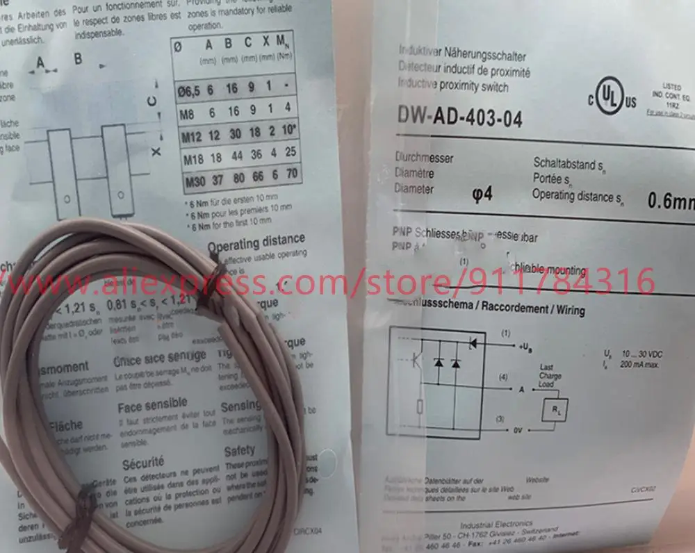 2pcs New High Quality Contrinex Proximity Switch DW-AD-403-04 DW-AD-401-04 Small Sensor
2pcs New High Quality Contrinex Proximity Switch DW-AD-403-04 DW-AD-401-04 Small Sensor