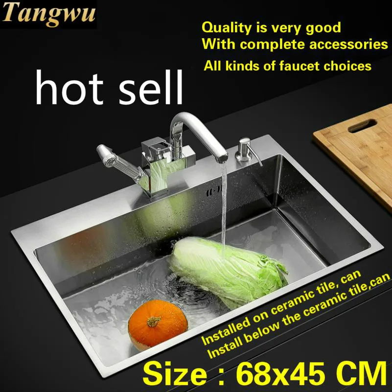 Free shipping standard large kitchen manual sink single trough wash the dishes 304 stainless steel deluxe hot sell 680x450 MM
Free shipping standard large kitchen manual sink single trough wash the dishes 304 stainless steel deluxe hot sell 680x450 MM