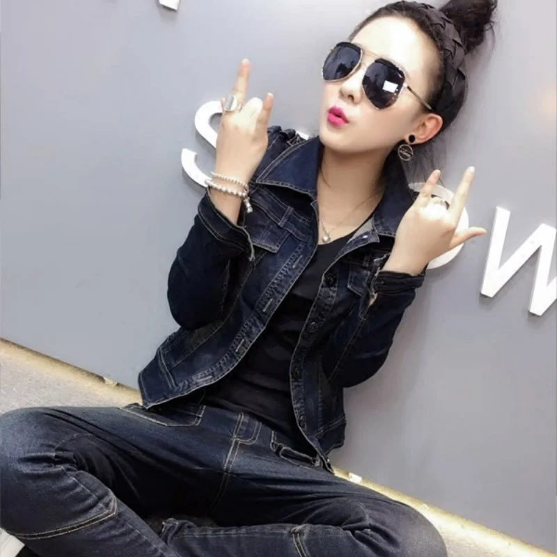 Spring Korean Autumn New Womens Slim Fit Denim Jackets Personality Casual Long Sleeve Single Breasted Lapel Female Outwear Coats
Spring Korean Autumn New Womens Slim Fit Denim Jackets Personality Casual Long Sleeve Single Breasted Lapel Female Outwear Coats