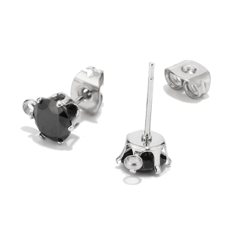 50pcs 6mm Stainless Steel Round Cut Cubic Zirconia Stud Earring Post with Loop Ear Stud Components for Earrings Making
50pcs 6mm Stainless Steel Round Cut Cubic Zirconia Stud Earring Post with Loop Ear Stud Components for Earrings Making