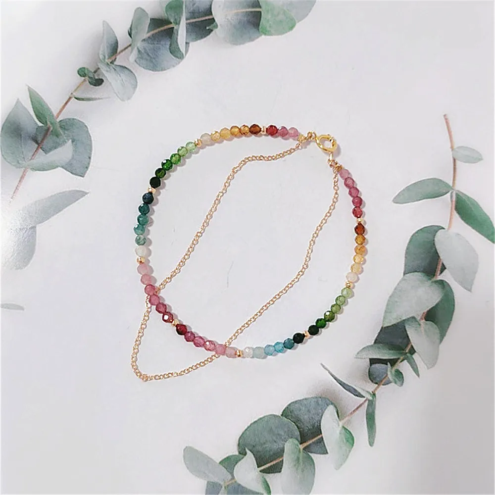 Natural Colorful Mix Tourmaline Bead Bracelet Handmade Women 14K Gold Filled Chain Double Layer Bracelet Semi Precious Jewelry
Natural Colorful Mix Tourmaline Bead Bracelet Handmade Women 14K Gold Filled Chain Double Layer Bracelet Semi Precious Jewelry