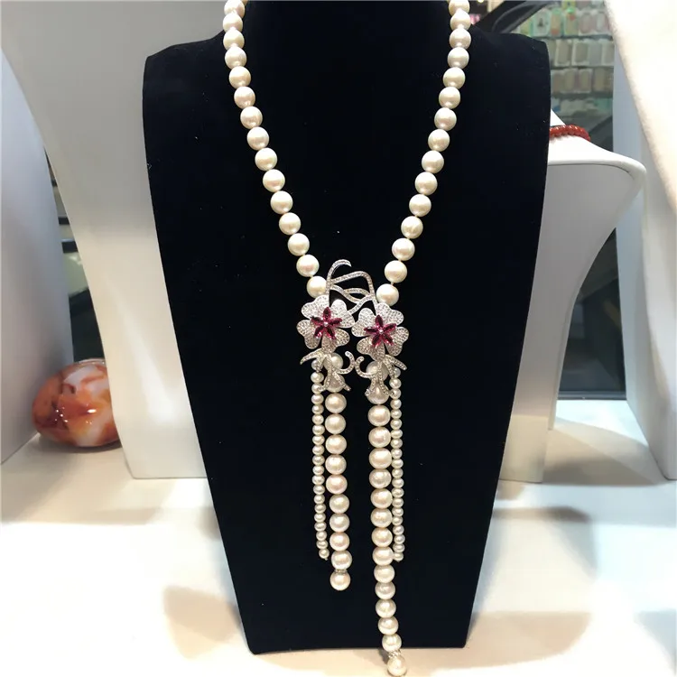 Hand knotted natural 8-9mm white freshwater pearl micro inlay zircon accessories necklace tassel sweater chain jewelry
Hand knotted natural 8-9mm white freshwater pearl micro inlay zircon accessories necklace tassel sweater chain jewelry