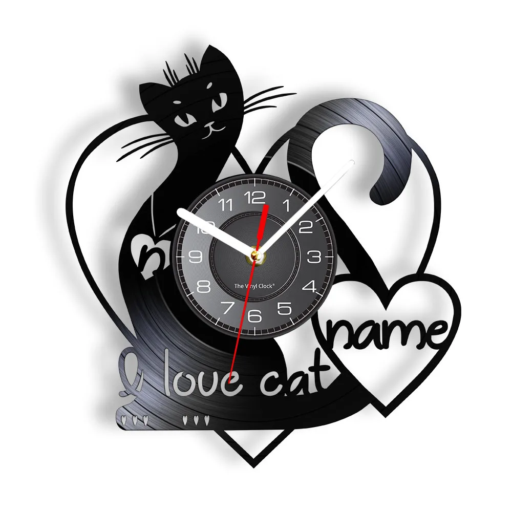 I Love Cat Пользовательское имя Виниловая пластинка Настенные часы Pet Lovely Kitty Домашний декор Мяу Котенок Альбом Персонализированные часы с лазерным вырезом
I Love Cat Пользовательское имя Виниловая пластинка Настенные часы Pet Lovely Kitty Домашний декор Мяу Котенок Альбом Персонализированные часы с лазерным вырезом