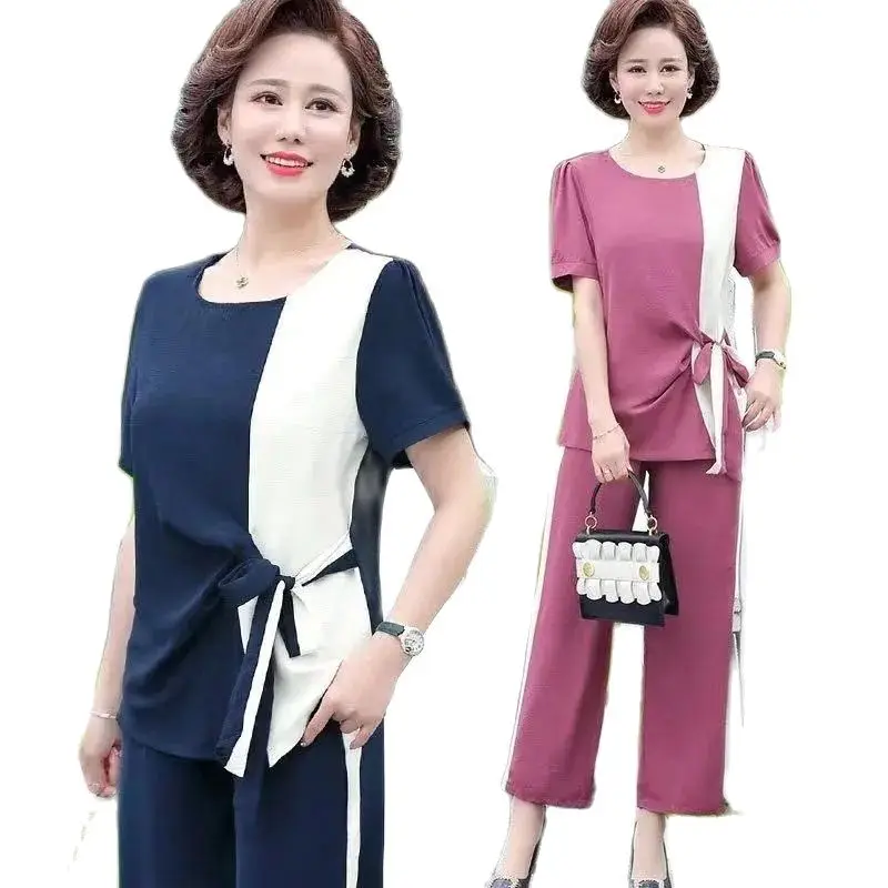 Young Mothers Summer Short-Sleeved T-Shirt Fashion Western Style 2024 New Middle-Aged Women's Age-Reducing Blouse Two-Piece Suit
Young Mothers Summer Short-Sleeved T-Shirt Fashion Western Style 2024 New Middle-Aged Women's Age-Reducing Blouse Two-Piece Suit