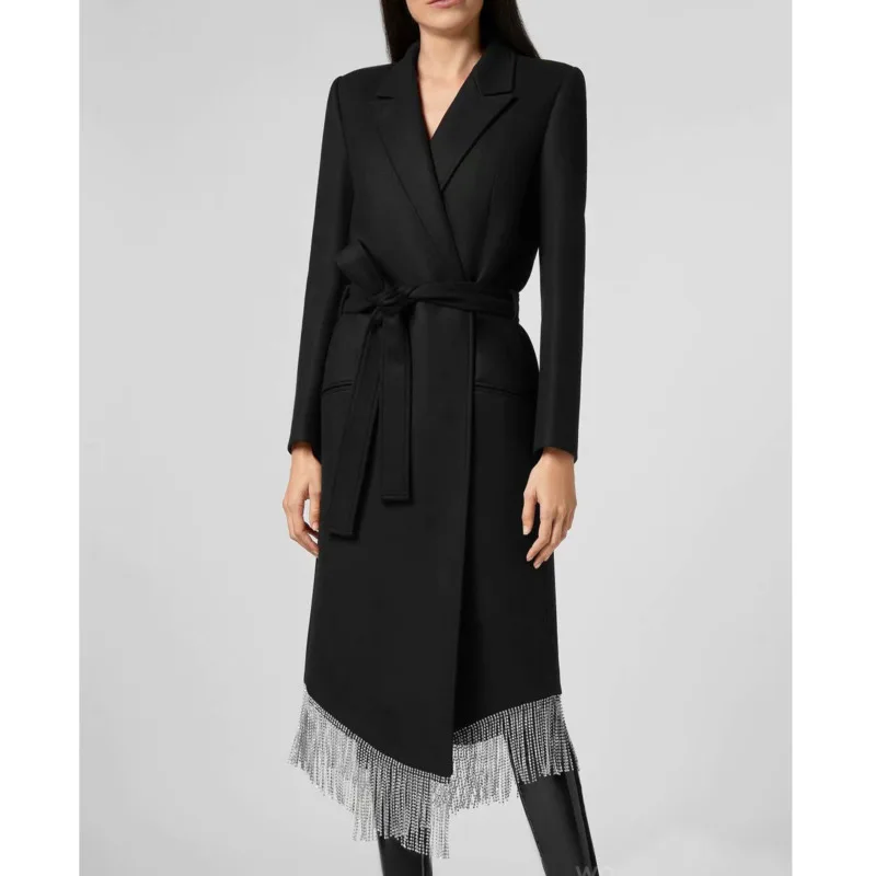 Women's Black Outwear Cardigan Wool Chain Tassel Long Thin Office Suit Female Work Coat Woman Blazer Fashion Full Length Jacket
Women's Black Outwear Cardigan Wool Chain Tassel Long Thin Office Suit Female Work Coat Woman Blazer Fashion Full Length Jacket