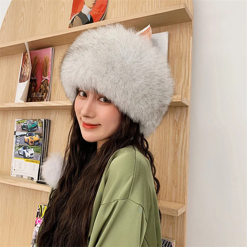 Winter Hat Natural Fox Fur Beanies Women Winter Warm Fluffy Popular Russia Style Female Round Cap Fashion Real Fur Hats
Winter Hat Natural Fox Fur Beanies Women Winter Warm Fluffy Popular Russia Style Female Round Cap Fashion Real Fur Hats