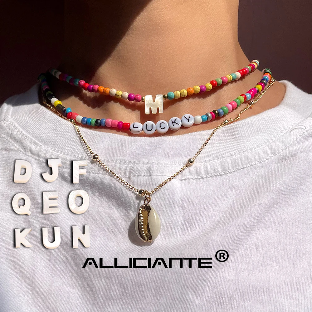 3 Pcs Shell 26 Initials Turquoise Beaded Necklace For Women Colorful Bead LUCKY Letter Choker DIY Name Layered Necklaces Jewelry
3 Pcs Shell 26 Initials Turquoise Beaded Necklace For Women Colorful Bead LUCKY Letter Choker DIY Name Layered Necklaces Jewelry